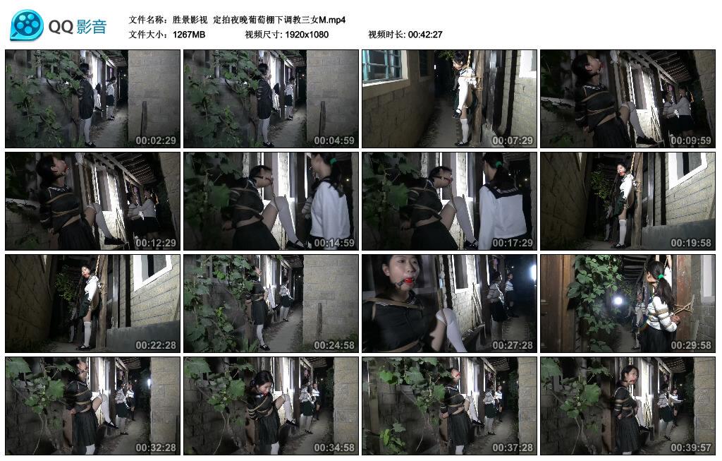 【胜景影视】定拍夜晚葡萄棚下调教三女M