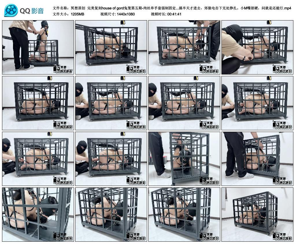 【冥想原创】完美复刻house of gord兔笼第五期-肉丝单手套强制固定。后门初次开发，…