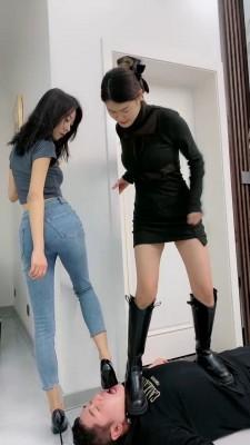 【麋鹿银儿】双胞胎S长靴白袜高跟暴力虐打 bf22949