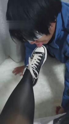 【小奶味】帆布鞋黑丝虐 bf19388