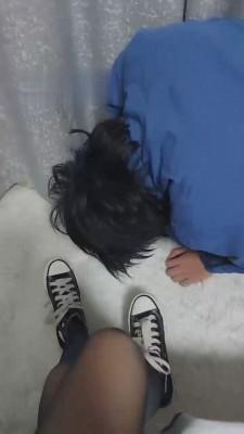 【小奶味】帆布鞋黑丝虐 bf19388