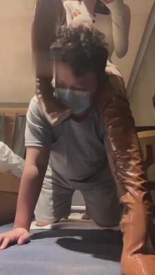 【绘子sama】过膝皮靴玩人形犬 bf15288