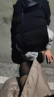 【梵高】黑色打底裤短靴路人踩踏 bf9065