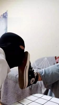 【罗宾】高帮帆布鞋棉袜裸足羞辱 bf10632