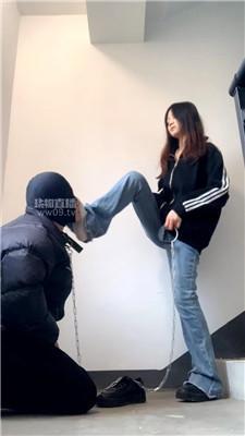 【女生也能很暴力】楼梯间逗狗惩罚 bf59588