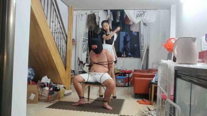 捆绑局：小鱼女神肉丝高跟捆绑，耳光审讯鞭打间谍 YC-250404-4